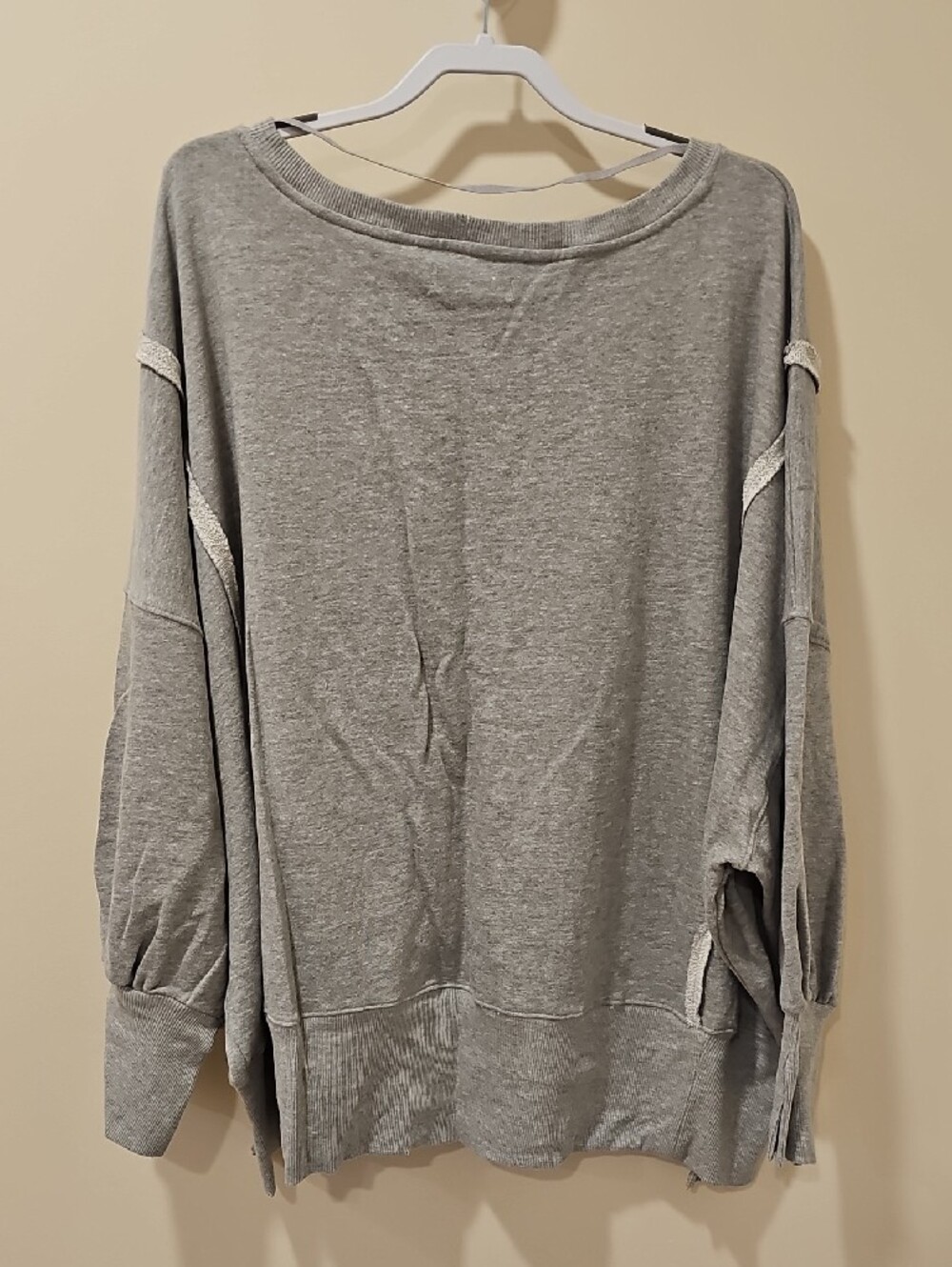 Free People We The Free Camden Sweatshirt; EUC; Size Large; Sand Heather Grey - Picture 8 of 9